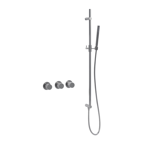 Fortifura Nebbio Badcombinatie-set - thermostaatkraan - glijstang - met geïntegreerde - wandaansluitbocht - gladde doucheslang - staaf handdouche - badvulcombinatie - PVD - geborsteld RVS SW1238065