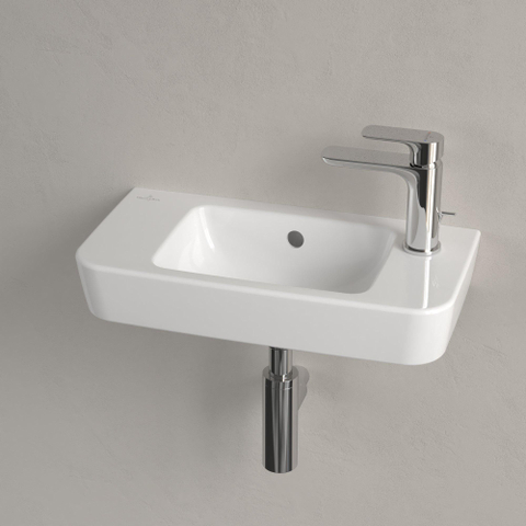 Villeroy & Boch O.novo fontein - 50x25cm - 1 kraangat R - met overloop CeramicPlus - White Alpine (glans wit) SW448396