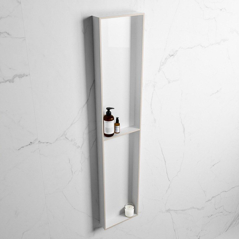Mondiaz Easy nis 29.5x89.5x8cm voor Inbouw/opbouw 2 open vakken Solid surface Talc/Linen SW643812