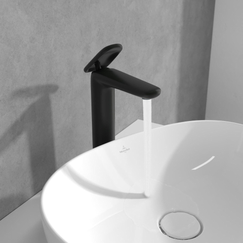 Villeroy & Boch Antao 1 greeps wastafelkraan verhoogd - met push open afvoergarnituur - mat zwart SW974158