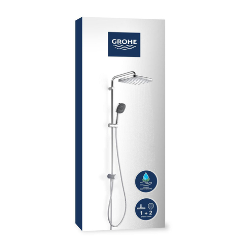 Grohe Vitalio Comfort 250 ensemble de douche pluie apparent – sans robinet – douche de tête 25 x 25 cm – barre de douche 60 cm – chrome SW1028266