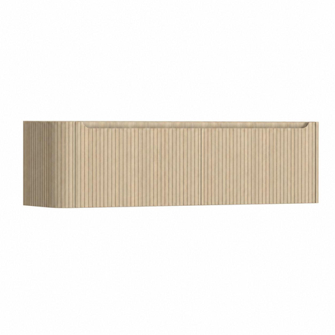 H&R Badmeubelen Juice Wastafelonderkast - 160x45x40cm - linkerhoek afgerond - 3D-front - 2 lades - geïntegreerde greep - french oak SW1260318