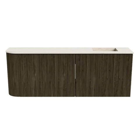 Mondiaz JOYA-DLUX 111.6cm meuble de toilette - arrondi gauche couleur Shadow - Lavabo FAYE position Droite 1 trou de robinet couleur Meli. SW1424911