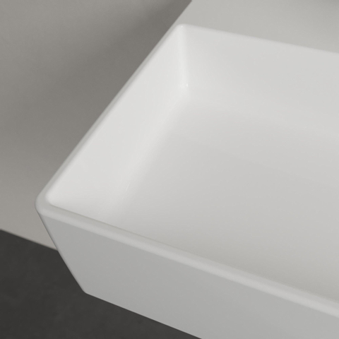 Villeroy & Boch memento 2.0 wastafel - 600x420mm - 1 kraangat - met overloop - White Alpine (glans wit) SW354338