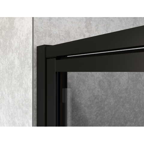 Marenza Bellini Porte de douche - 80x200cm - lignes de cadre extérieur - anti-calcaire - noir mat SW491678