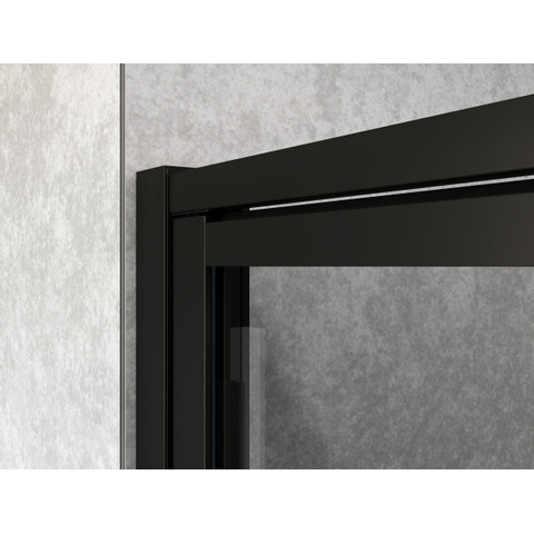 Saniclass Bellini Paroi latérale 100x200cm verre de sécurité anticalcaire cadre Lines extérieur Noir mat SW491683