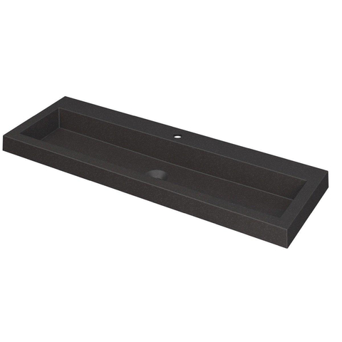 INK Dock lavabo - 120x40x6cm - 1 vasque - 1 trou de robinet - Quartz noir SW68566