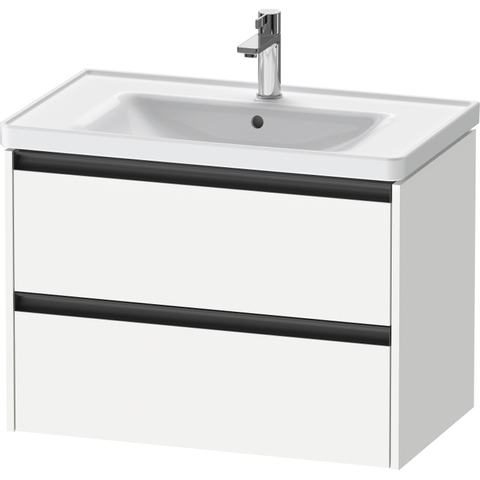 Duravit Ketho.2 Wastafelonderbouwkast - met 2 laden - 78.4x45.5x54.9cm - met grepen antraciet - wit mat SW772908