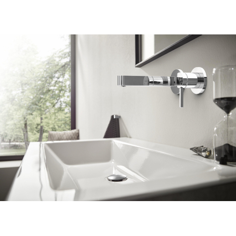 Hansgrohe Finoris afdekset wastafelkraan 165mm met plug mat zwart SW651173