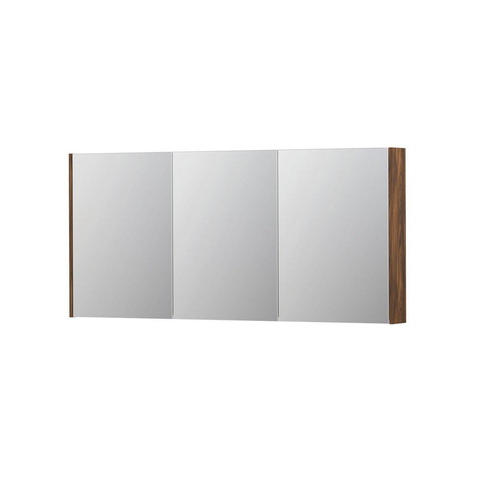 INK SPK2 spiegelkast – 160x74x14 cm – 3 deuren, dubbelzijdige spiegeldeuren – Noten mat SW440283