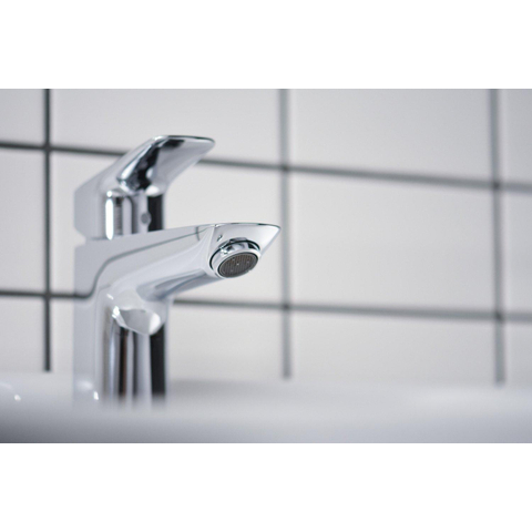 Hansgrohe Logis 1 greeps wastafelkraan - 100 met trekwaste - hoogglans chroom 0605647