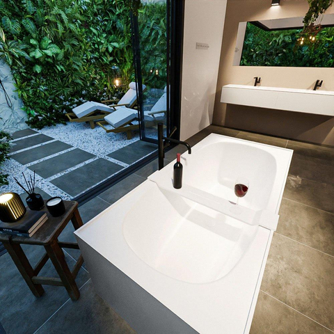MONDIAZ ROCK Baignoire îlot - 170x70cm - couleur Plata / Talc SW1015106