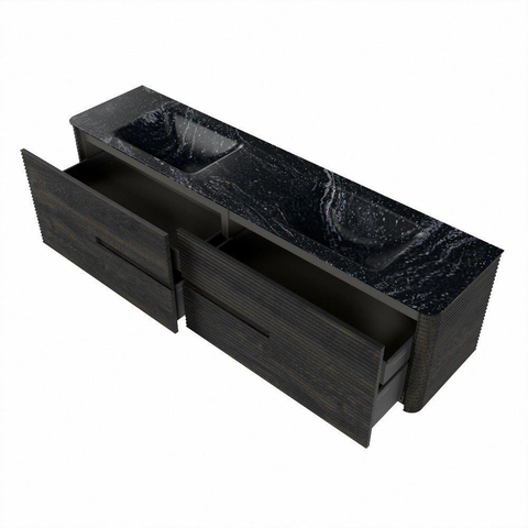 Mondiaz CIRO-DLUX Badkamermeubelset - 190x45x50cm - Solid surface wastafel Lava - 2 wasbak Dubbel - zonder kraangaten - 4 lades - Shadow SW1532427
