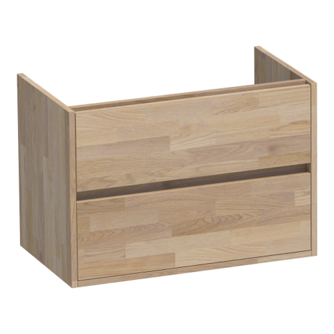 BRAUER Adore meuble sous-lavabo - 80x46x55cm - 2 tiroirs softclose - sans poignées - 1 découpe pour siphon - chêne massif - chêne abouté gris SW86444