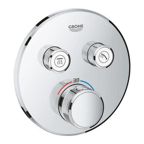 Grohe SmartControl Inbouwthermostaat - 3 knoppen - rond - Supersteel (RVS) SW225095