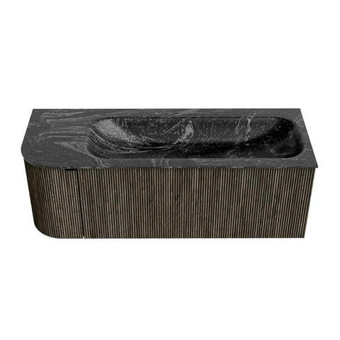 Mondiaz KURVE-DLUX Badkamermeubelset - 125x46x40cm - 1 lade - 1 deur - wastafel solid surface - rechts - 1 kraangat - Shadow SW1414666