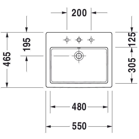 Duravit Vero Inbouwwastafel - 55x46.5cm - 1 kraangat - met overloop - wit 0300003