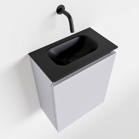 MONDIAZ TURE Toiletmeubel 40x23x50cm met 0 kraangaten 1 deuren cale mat Wastafel Eden midden Solid Surface Zwart SW475434