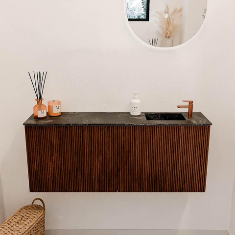 Mondiaz JOYA-DLUX 100cm toiletmeubel - kleur Ruby - Wastafel FAYE positie Rechts 1 kraangat kleur Lava. SW1423651