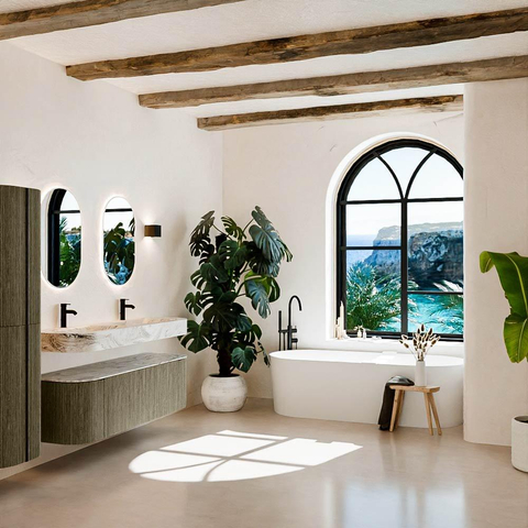 MONDIAZ THOR-DLUX 150cm meuble de salle de bains arrondi gauche + droite couleur Shadow avec 1 tiroir et 2 portes. Vasque suspendue CLOUD Double 2 trous de robinet couleur Glace. SW1467672