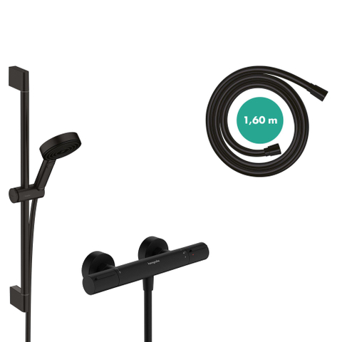 Hansgrohe Pulsify select s Douchesysteem - 105 - 3jet Relaxation - ecosmart - met Element en glijstang 65 cm - thermostaat - mat zwart SW1186277