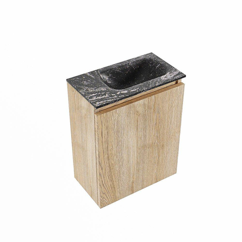 MONDIAZ TURE-DLUX Meuble de toilettes 40 cm Washed Oak. Lavabo EDEN Lava position à droite. Sans trou de robinet. SW1104077