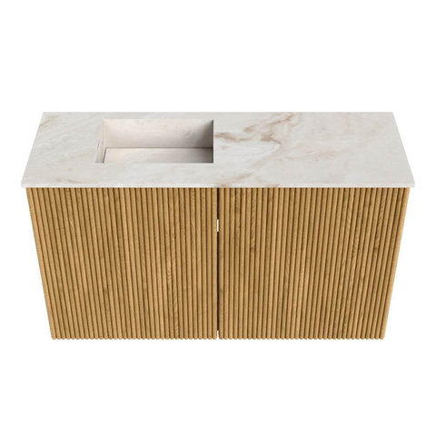 Mondiaz JOYA-DLUX 70cm meuble de salle de bains - couleur Oak - Vasque FAYE position Gauche Sans trou de robinet couleur Frappe. SW1421871