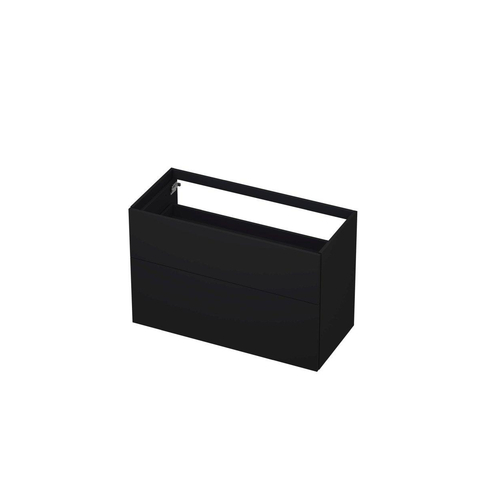 INK Wastafelonderkast - 100x45x65cm - 2 lades - push to open - met rechte opdekfronten - MDF lak - Zwart mat SW382571