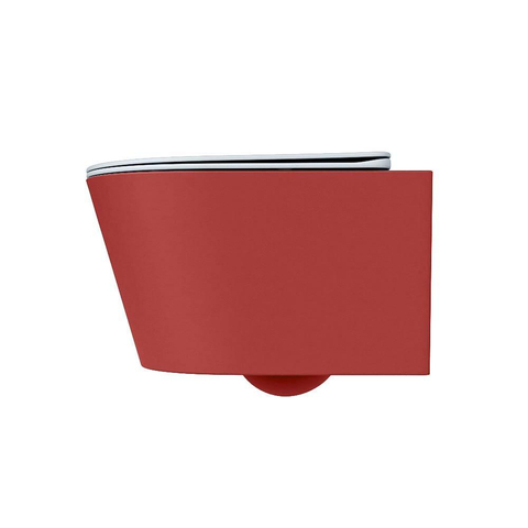 Mondiaz LAVIE hangtoilet – spoelrandloos – 36 x 53 cm – met softclose zitting – Fire (rood), zitting Clay (lichtblauw/grijs) SW1208586