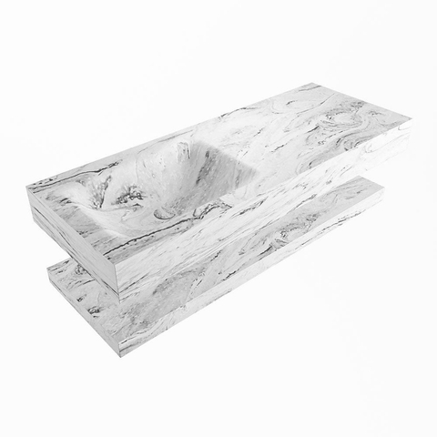 Mondiaz ALAN-DLUX Ensemble de meuble - 120cm - meuble Glace mat - 0 tiroirs - Lavabo Cloud Glace suspendu - vasque Gauche - 1 trou de robinet SW808922