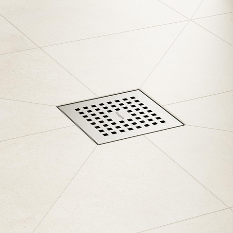 Hansgrohe RainDrain Point Bonde de douche - 10x10cm - brushed stainless steel SW1590432