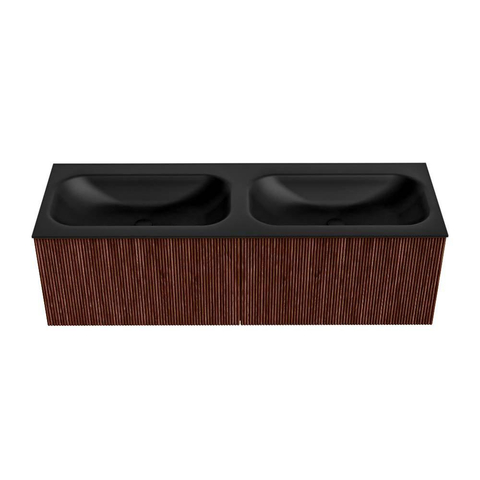 Mondiaz KURVE Badkamermeubelset - 140x46x40cm - 2 lade - wastafel solid surface - dubbel - zonder kraangat - Ruby SW1415372