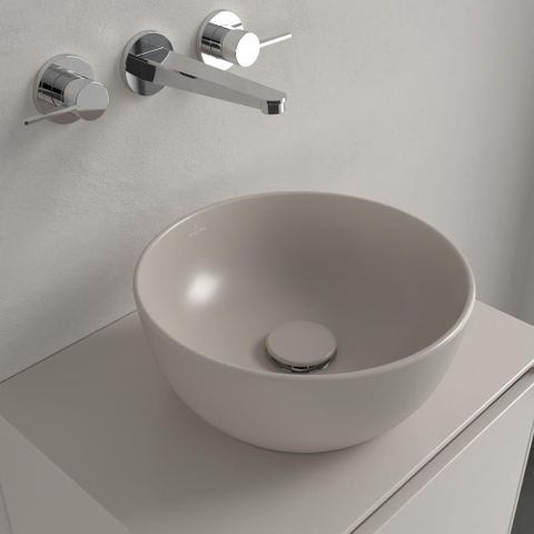 Villeroy & Boch Artis opzetwastafel - 32.5cm rond - zonder kraangat CeramicPlus - almond (beige) SW1386877