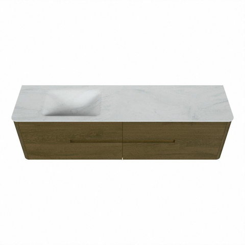 Mondiaz CIRO-DLUX Meuble de salle de bains ensemble - 180x45x50cm - Plan vasque Solid surface Opalo - 1 lavabo à gauche - sans trous de robinetterie - 4 tiroirs - Dusk SW1532902