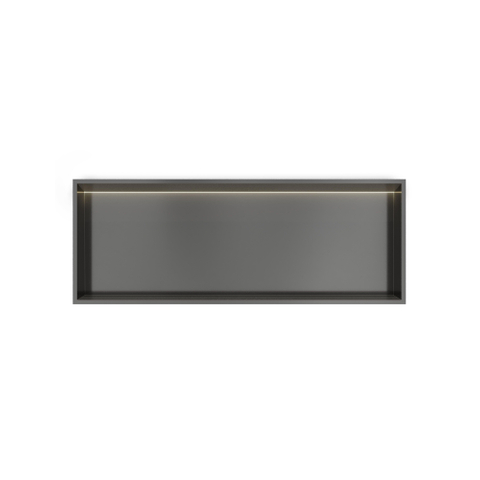 Hotbath &MORE Inbouwbox of inbouwnis - 30x80x10 - met LED - IP44 - PVD - geborsteld gunmetal (antraciet) SW1246629