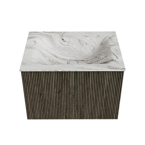 Mondiaz KURVE-DLUX Ensemble meuble de salle de bain - 60x46x40cm - 1 tiroir - lavabo solid surface - central - sans trou de robinet - Shadow SW1414520