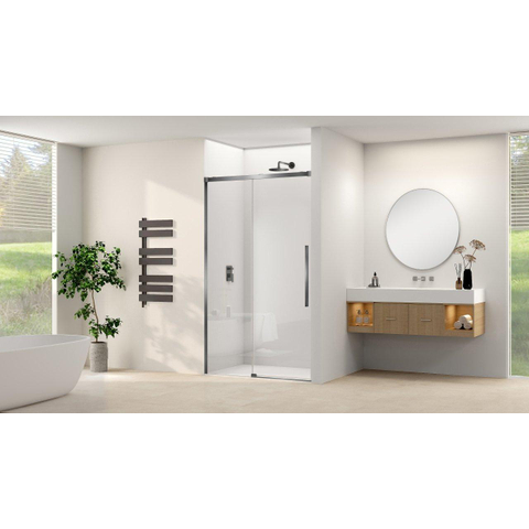 Van Rijn Products ST09 Schuifdeur vast deel - 137.5x200cm - helder glas - soft-close - incl. Gunmetal Geborsteld SW1178003