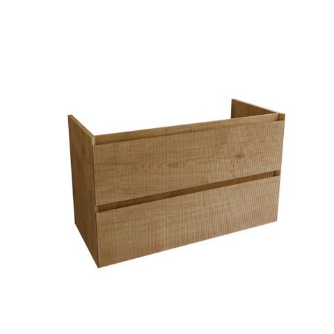 Saniclass Holz Atelier Meuble de salle de bain - 100x45x60cm - lavabo en céramique blanc - 1 vasque - sans trous de robinet - 2 tiroirs - Chêne Natural SW1437729