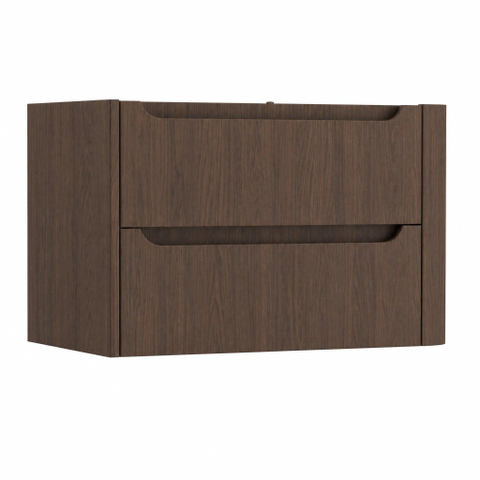 H&R Badmeubelen Juice Meuble sous-vasque - 80x45x50cm - coin droit arrondi - 2 tiroirs - poignée intégrée - coffee SW1489304