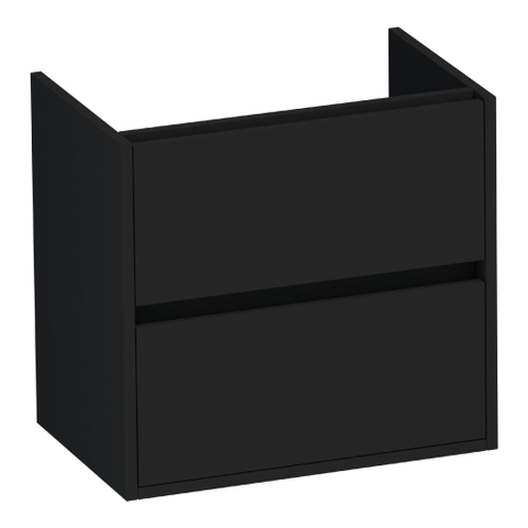 BRAUER Adore Meuble sous-lavabo peu profond - 60x39x55cm - 2 tiroirs à fermeture douce - sans poignée - 1 découpe pour siphon - noir mat SW1198464