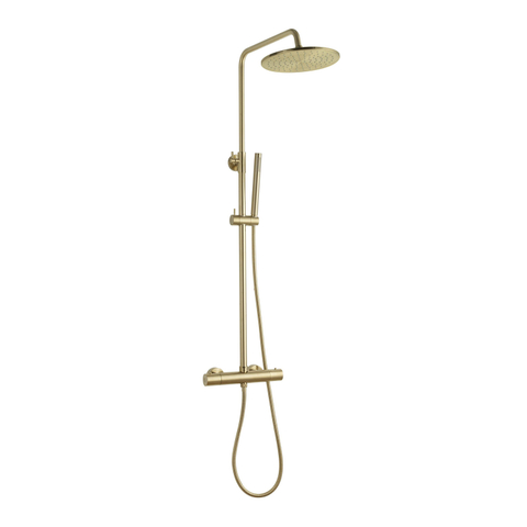 Wiesbaden Caral Thermostatische regendoucheset - opbouw - PVD - geborsteld messing (goud) SW373304