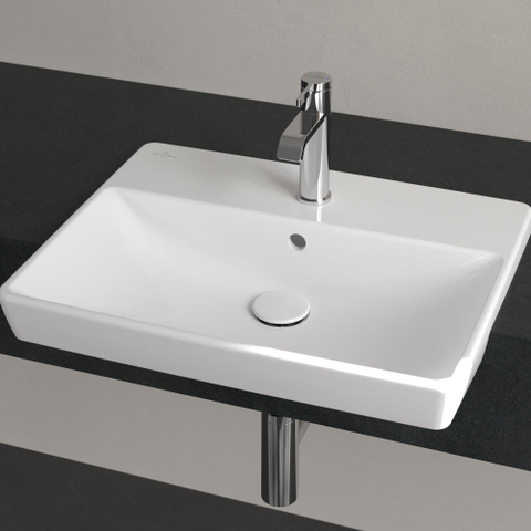 Villeroy & Boch Avento voorbouwwastafel - 55x36cm - 1 kraangat - met overloop - White Alpine (glans wit) SW106444