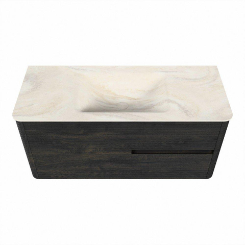 Mondiaz CIRO-DLUX Badkamermeubelset - 110x45x50cm - Solid surface wastafel Ostra - 1 wasbak Midden - zonder kraangaten - 2 lades - Shadow SW1532462