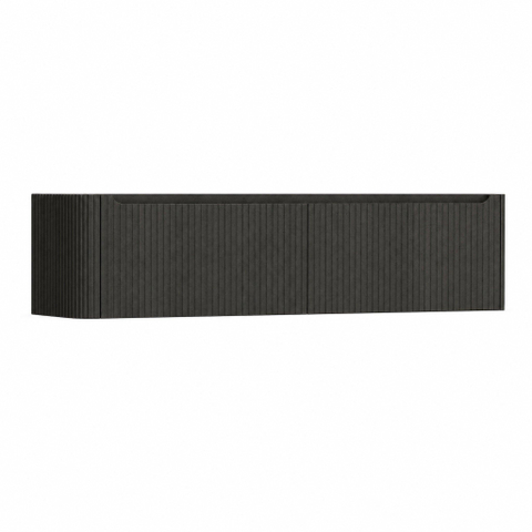 H&R Badmeubelen Juice Wastafelonderkast - 180x45x40cm - linkerhoek afgerond - 3D-front - 2 lades - geïntegreerde greep - basalt SW1260480