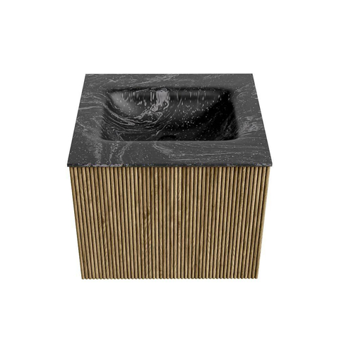 Mondiaz KURVE-DLUX Badkamermeubelset - 50x46x40cm - 1 lade - wastafel solid surface - midden - zonder kraangat - Dusk SW1415217