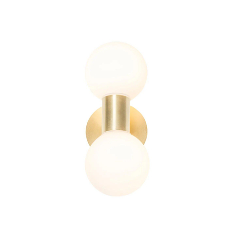 QAZQA Cederic wandlamp 8x20.4x11.3cm - 2 lichts - horizontaal/verticaal - IP44 - geborsteld messing (goud) SW1187221