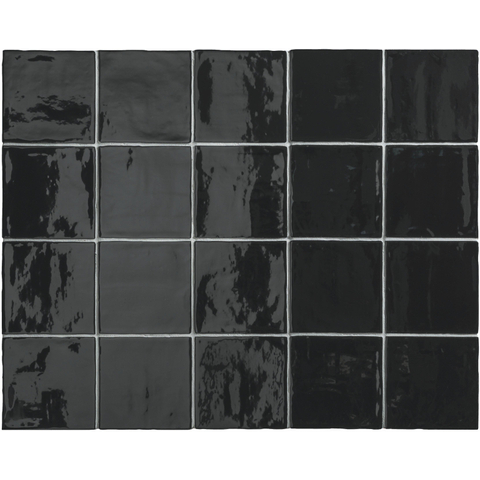 Terravito Viondo carreau mural - 13x13cm - 10mm - carré - noir brillant SW359836