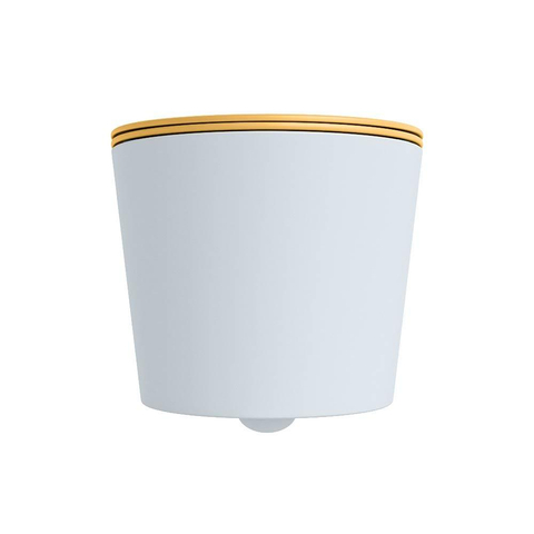 Mondiaz LAVIE hangtoilet – spoelrandloos – 36 x 53 cm – met softclose zitting – Clay (lichtblauw/grijs), zitting Ocher (geel) SW1208661