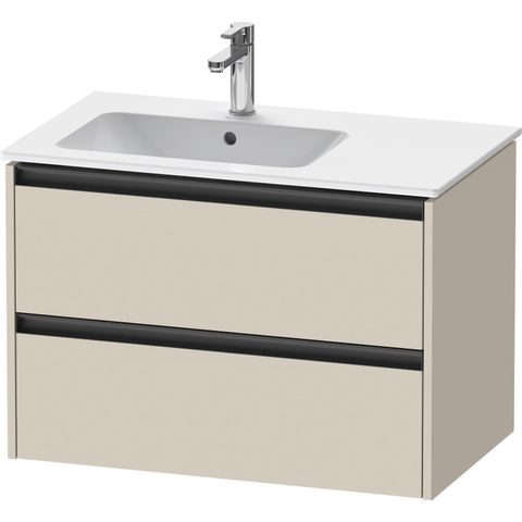 Duravit Ketho.2 Wastafelonderbouwkast - met 2 laden - voor waskom links - 81x48x54.9cm - met grepen antraciet - taupe supermat SW772527