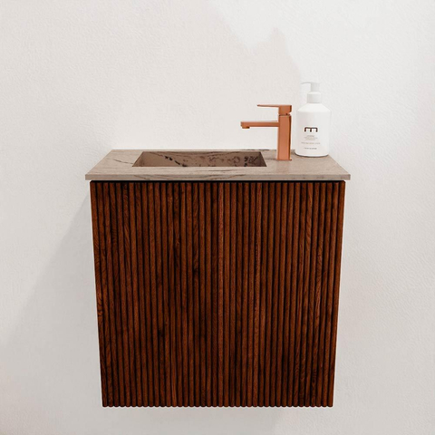 Mondiaz JOYA-DLUX 40cm toiletmeubel - kleur Ruby - Wastafel FAYE positie Links 1 kraangat kleur Arena. SW1425243